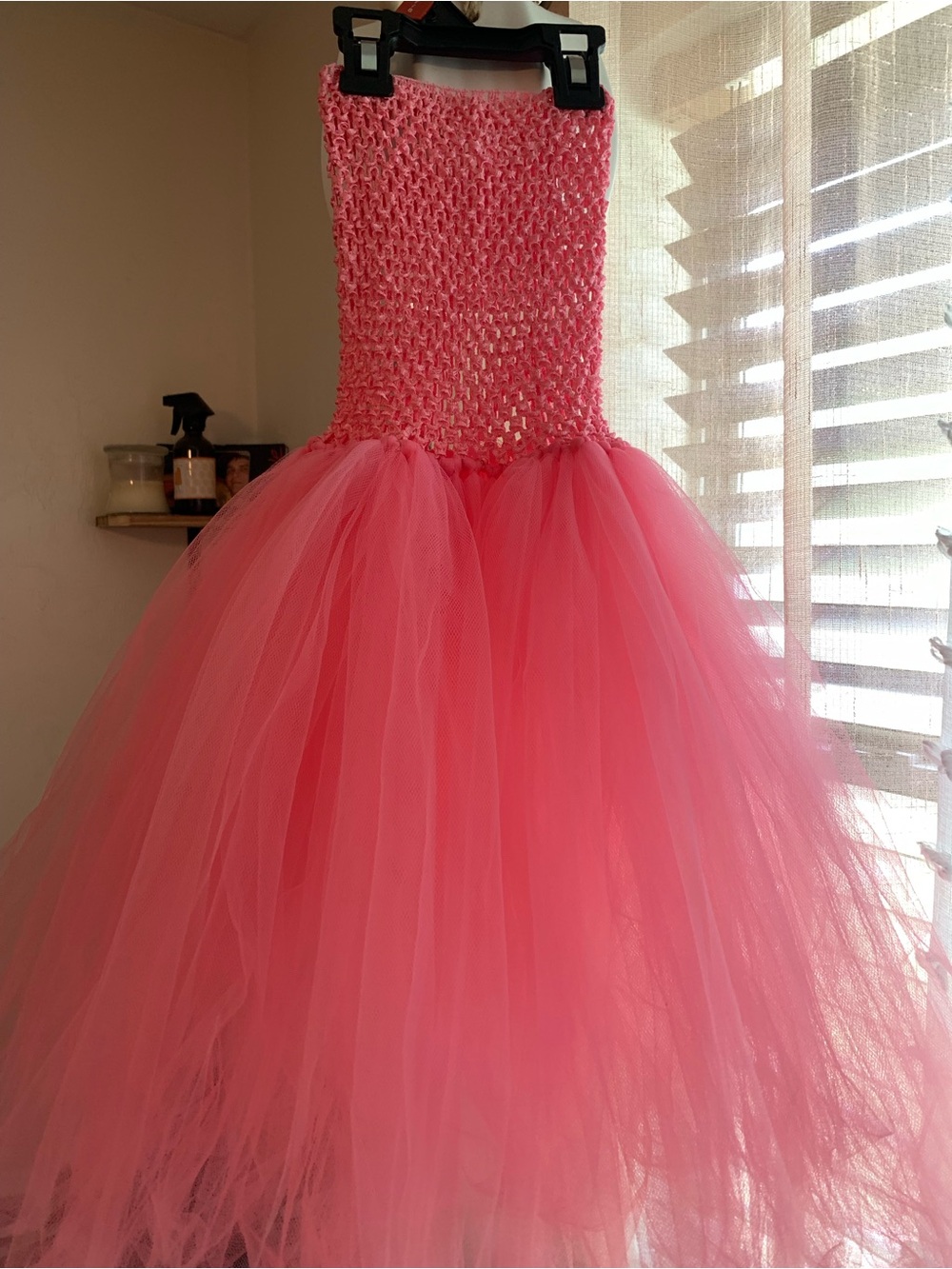 Toddler Girls Pink Tulle Party Dress with Smocked Bodice-handmade